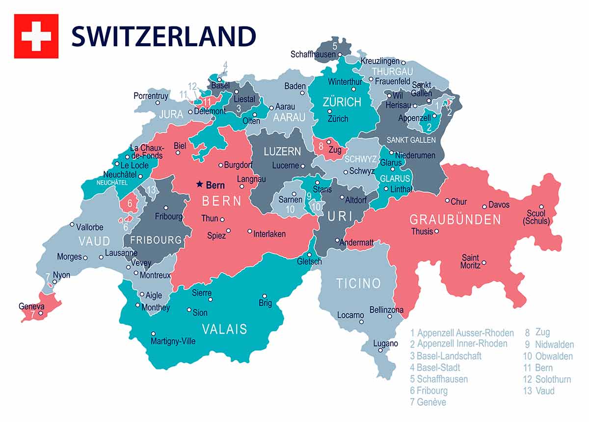 switzerland cities map