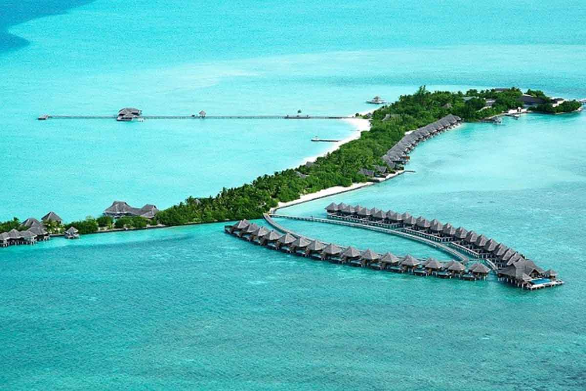 taj exotica Beach Maldives aerial