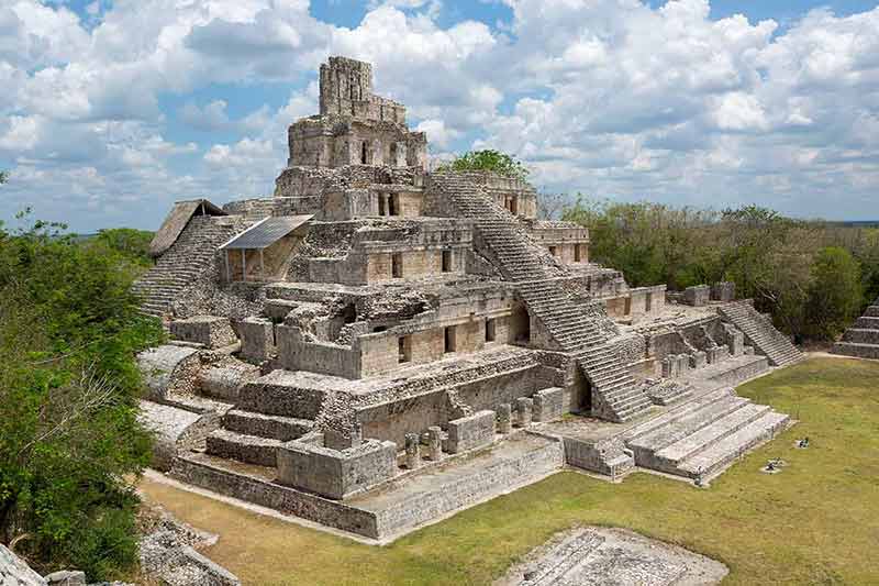 mayan ruins temple at edzna campeche