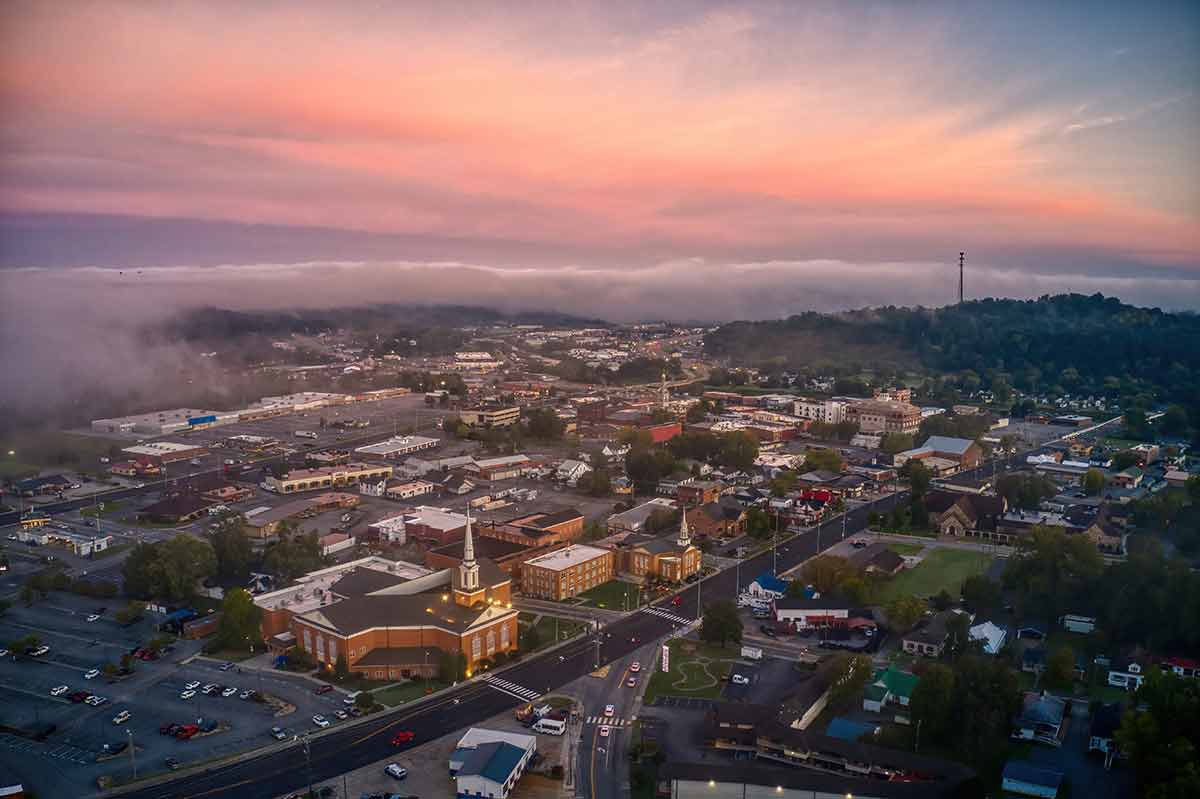 Aerial view of Sevierville