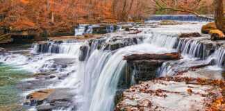big falls in Old Stone Fort State Archaeological Park