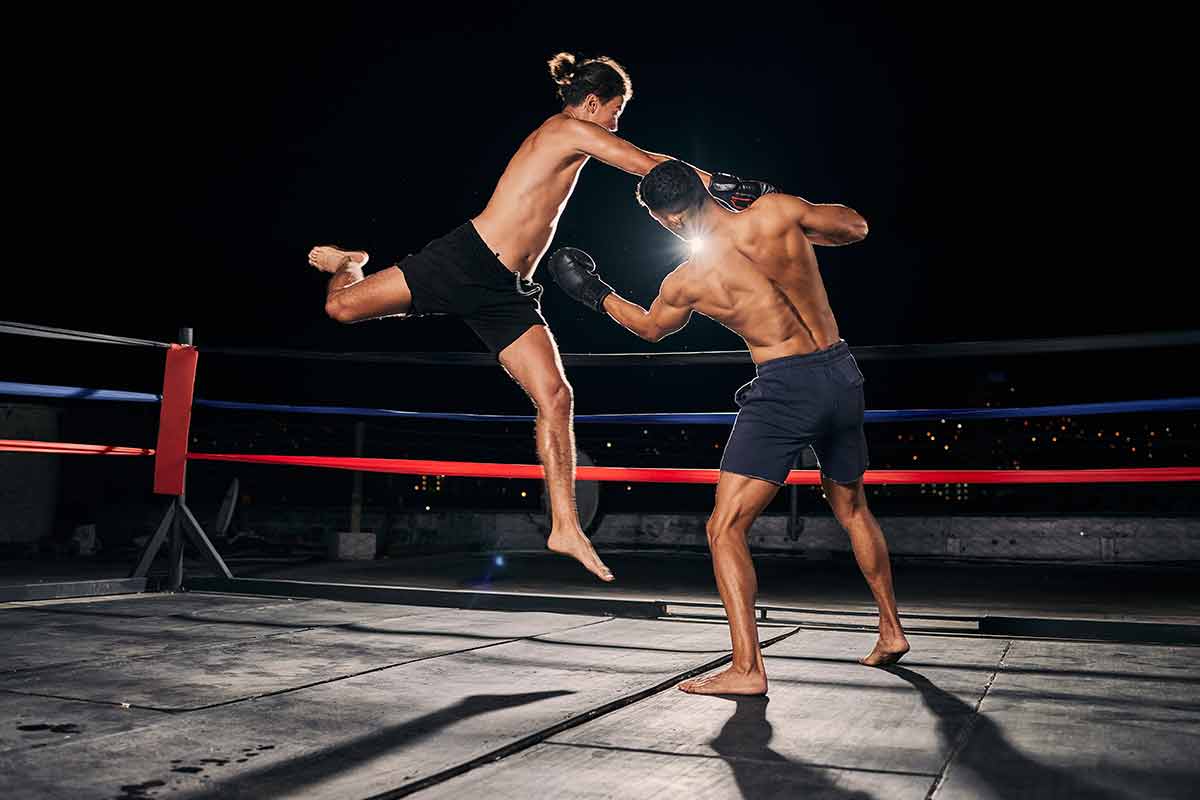 Muay Thai And Fight With A Boxing Coach And Training