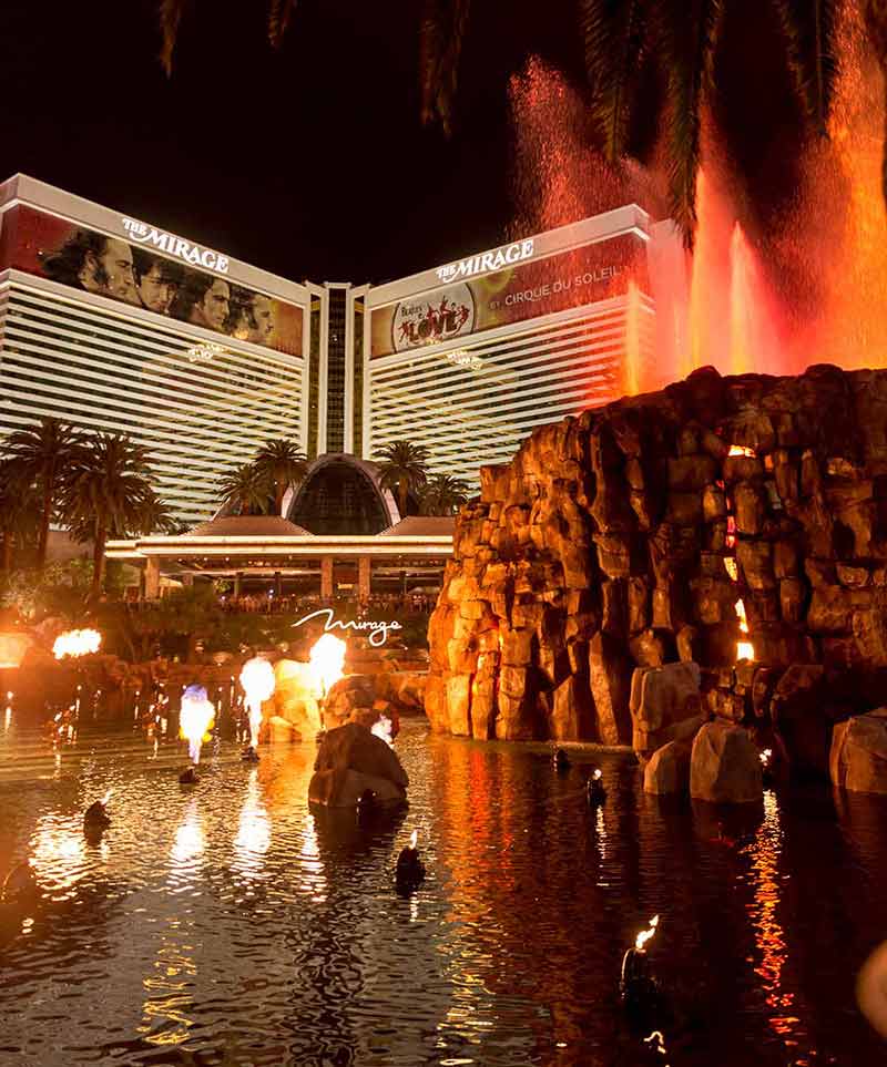 things to do at night in las vegas Mirage hotel volcano