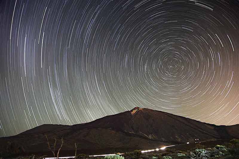 things to do at night in tenerife round star trail in the night sky 65 min long exposure in early spring