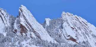 flatirons covered in snow in winter