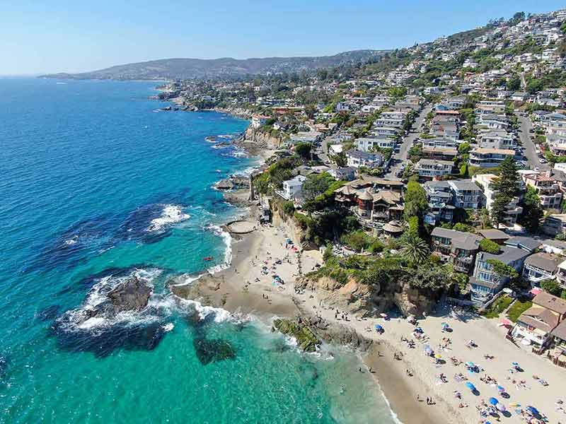 things to do in Laguna Beach Aerial view of Laguna Beach coastline, Orange County, Southern California