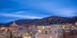 Architecture Of Asheville at night