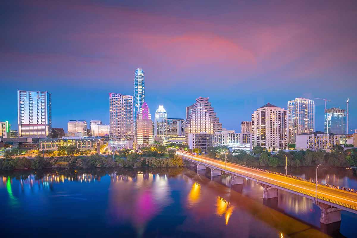 things to do in austin in the night pastel skyline