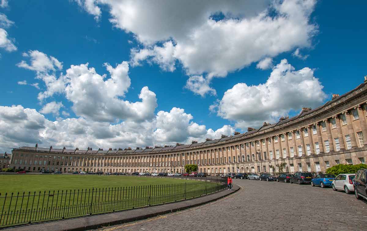 The Royal Crescent Bath with blue sky
