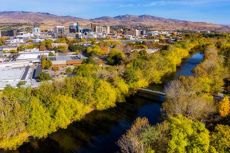 things to do in boise with kids aerial view of the river in autumn