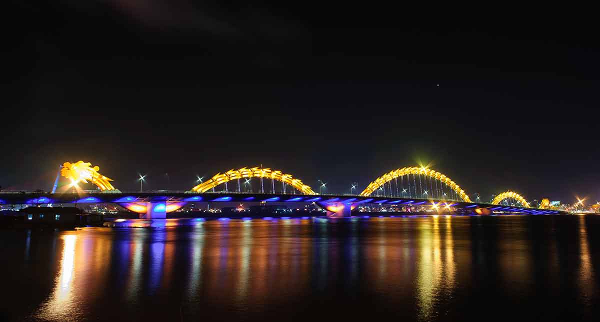 Dragon Bridge By Night In Danang City