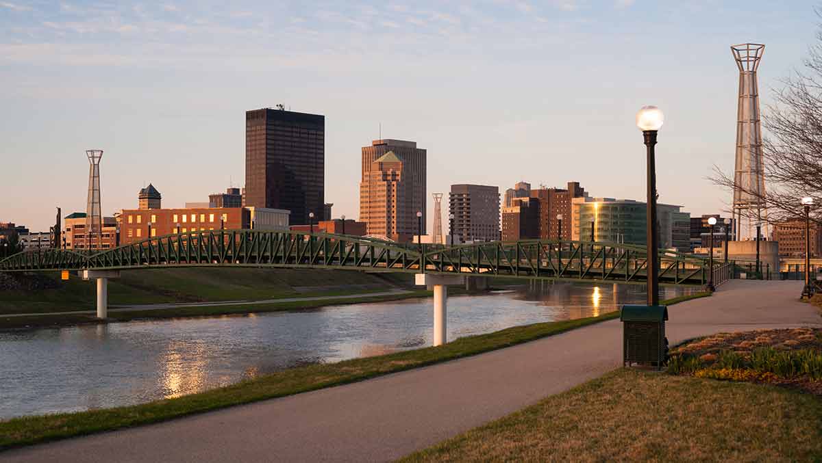 Dayton, Ohio Downtown City Skyline Great Miami River