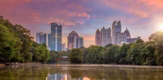 Piedmont Park In Downtown Atlanta City In USA