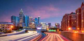 things to do in downtown atlanta at night skyline with traffic trail