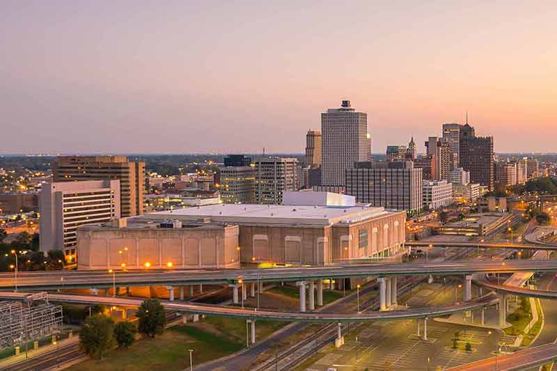 Aerial view of downtown Memphis