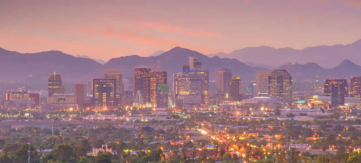 things to do in downtown phoenix at night pale mountains with city in foreground