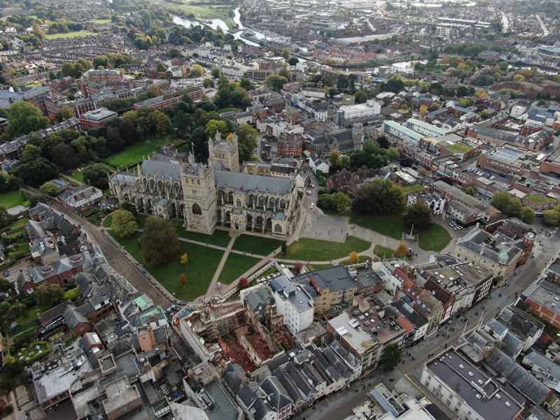 things to do in exeter cathedral and city aerial