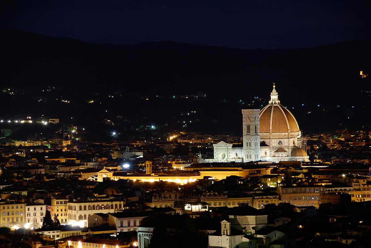 Cathedral In Florence And Night