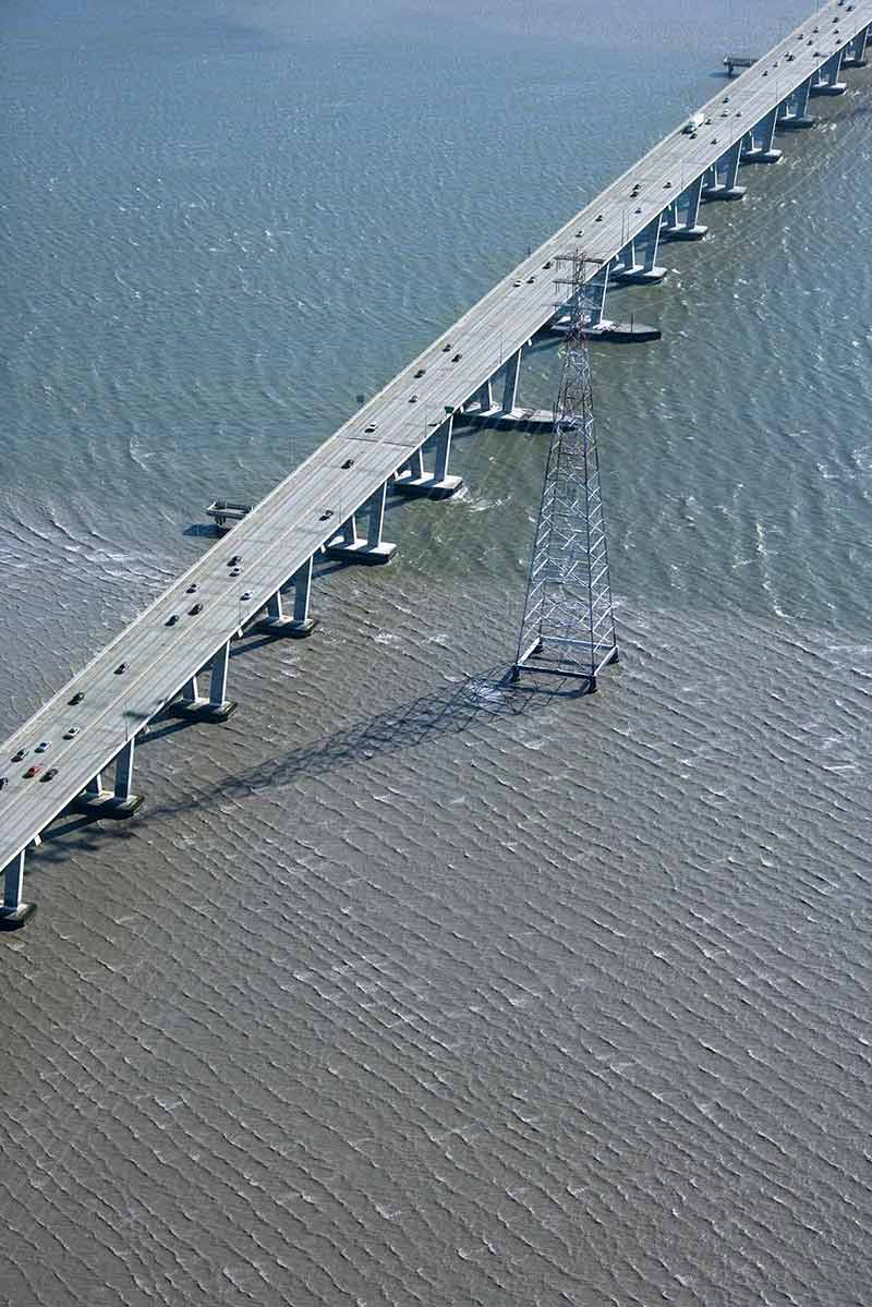 things to do in fremont Aerial of Dumbarton Bridge over the San Francisco Bay in Newark, California, USA.
