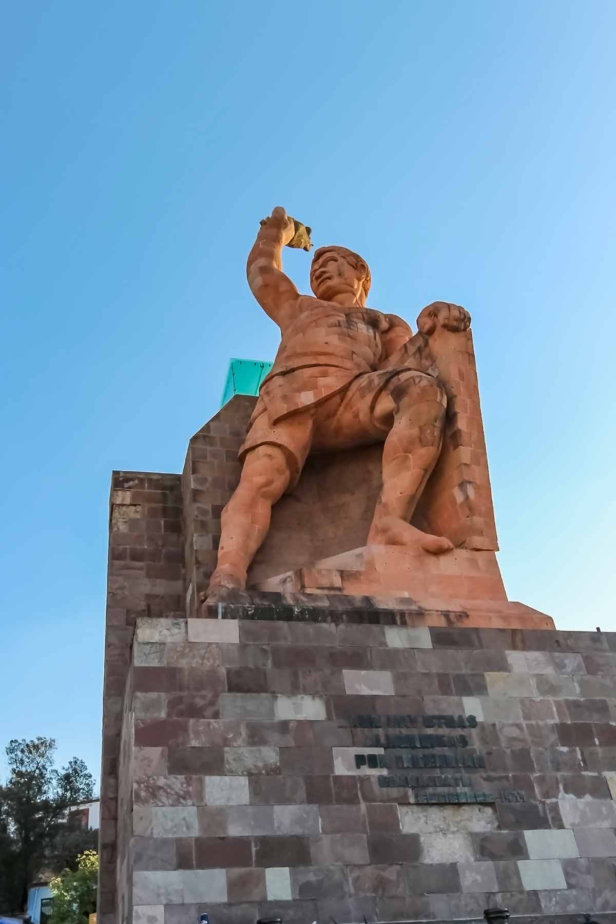 El Pipila monument against blue sky