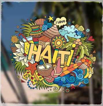 Haiti hand lettering and doodles elements and symbols emblem.