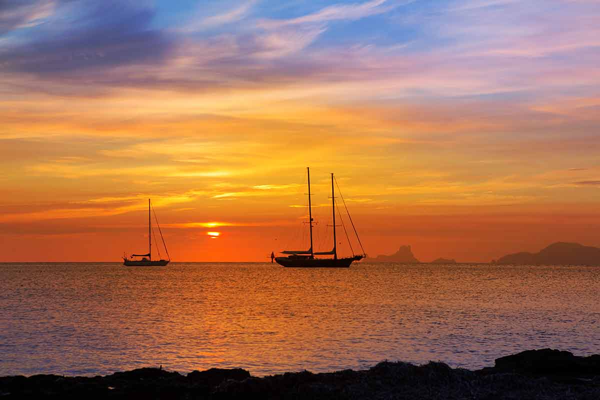 things to do in ibiza 2021 Colorful sunset of Ibiza view from Formentera with Es Vedra