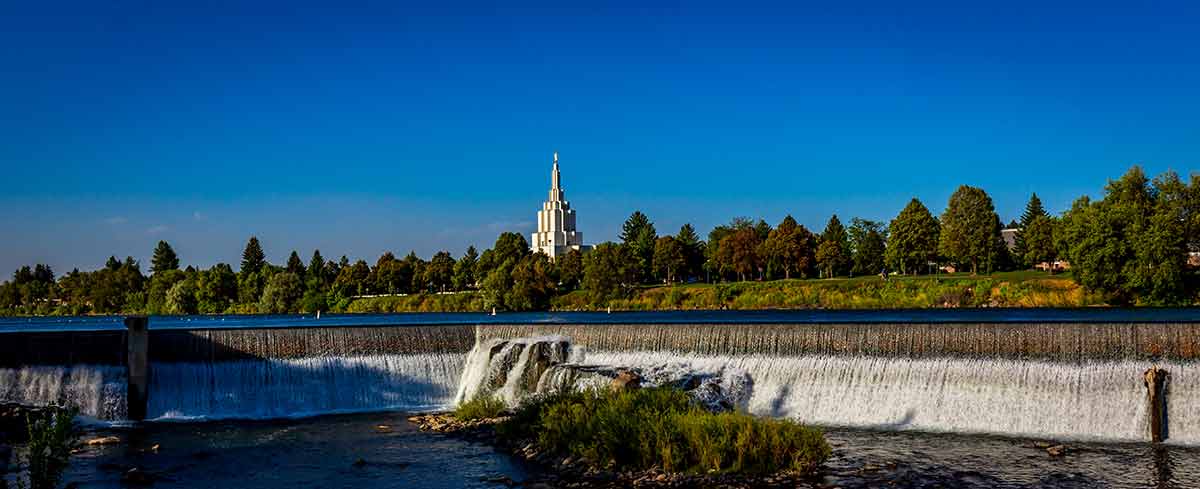 things to do in idaho falls Mormon Temple in Idaho Falls and dam in the foreground