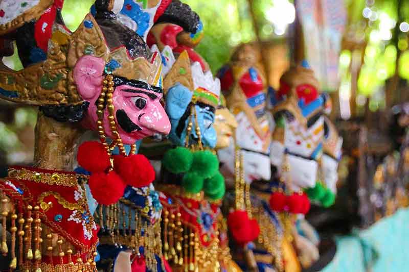 Hand-painted Javanese puppets.
