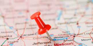 Map Of USA, Missouri And The Capital Jefferson City