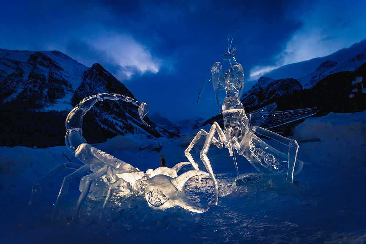 Snow Days ice sculptures at Lake Louise