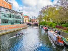 things to do in leicester city centre Grand Union Canal lined with canal boats