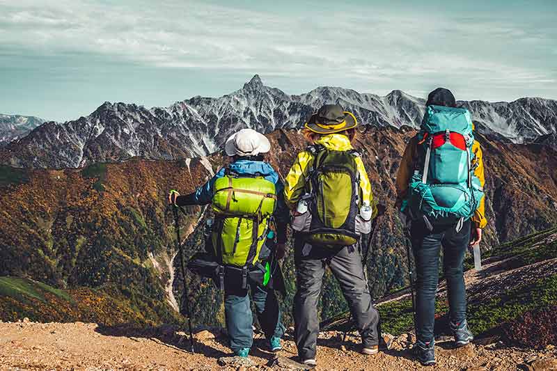 Hiker Do Trekking Activity On Mountain In Japan