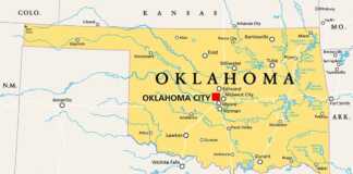Oklahoma map with location of norman
