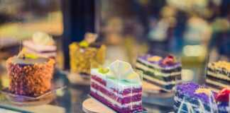 Different Types Of Cakes In Pastry Shop Glass Display