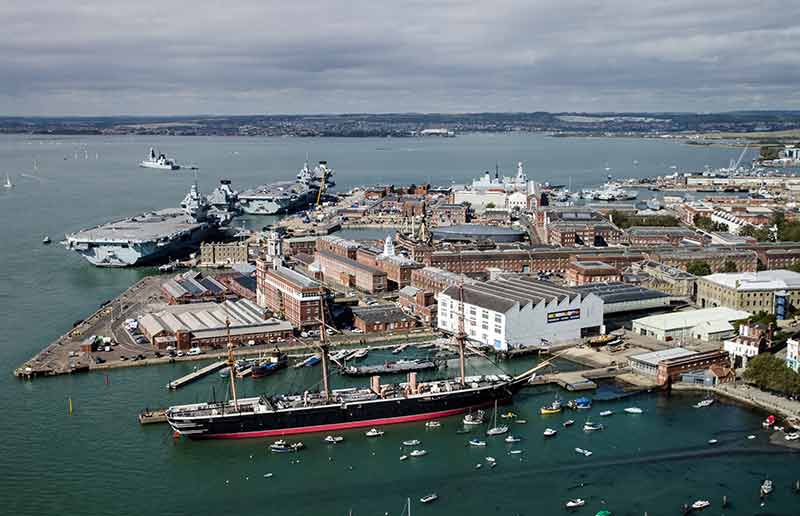 things to do in portsmouth harbour aerial view