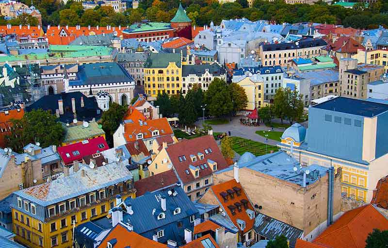 things to do in riga in winter aerial of the colourful old town