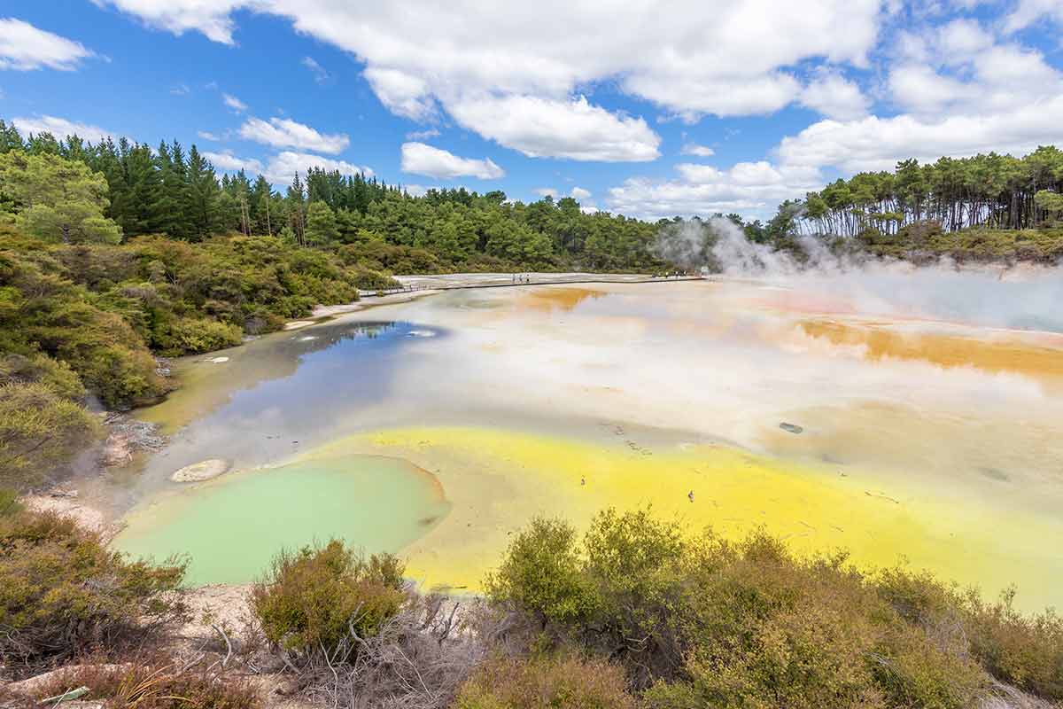 bright colours in the geothermal springs