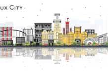 vector drawing of sioux city skyline