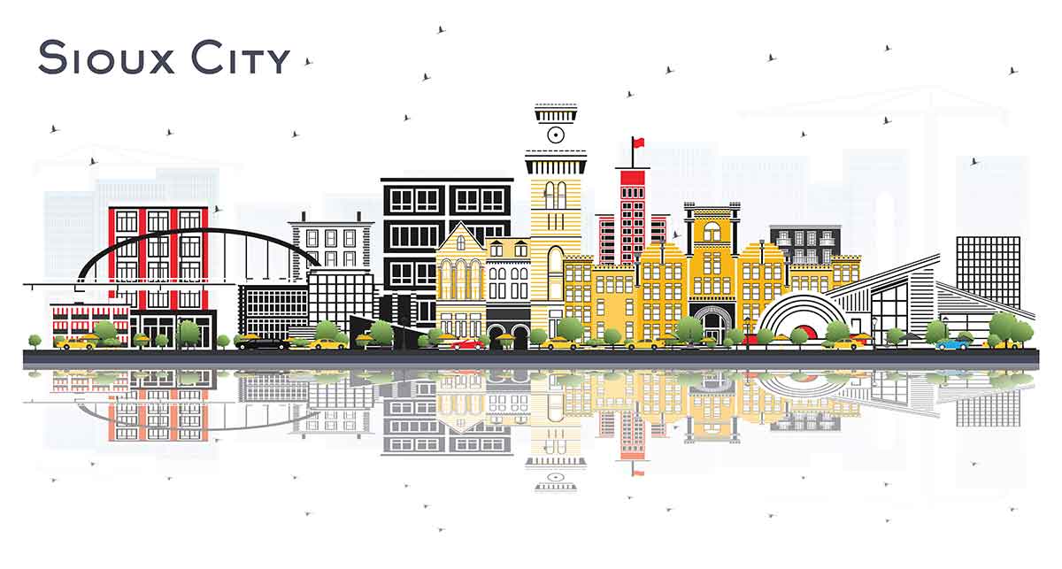 vector drawing of sioux city skyline