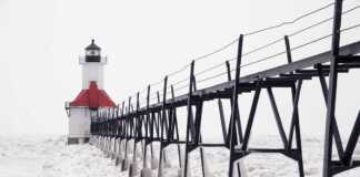 Catwalk Leading To St. Joseph North Pierhead Lighthouse