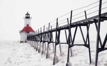 Catwalk Leading To St. Joseph North Pierhead Lighthouse