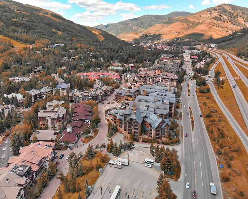 Vail City Center And Surrounding Mountains