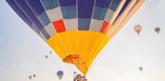 Beautiful Hot Air Balloons Over Blue Sky