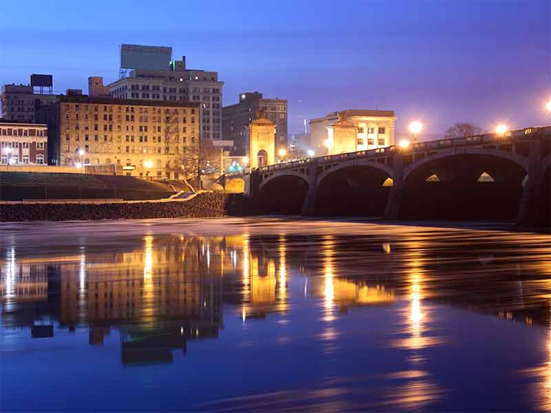 things to do in wilkes barre this weekend bridge and river with reflections in the water at night