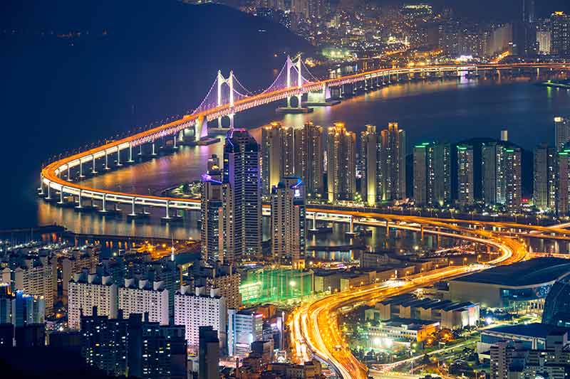 Busan Cityscape Gwangan Bridge At Night
