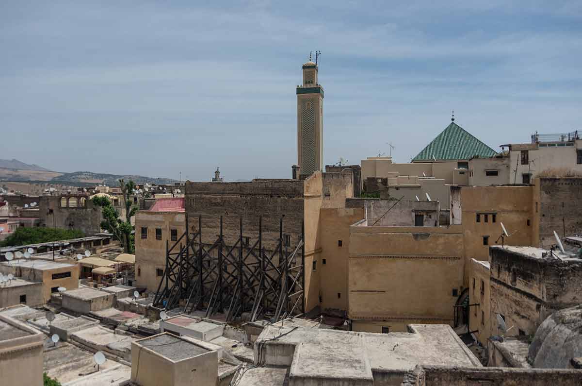 View To Roofs Of Medieval Fez Medina And Mosque Al-Quaraouiyin