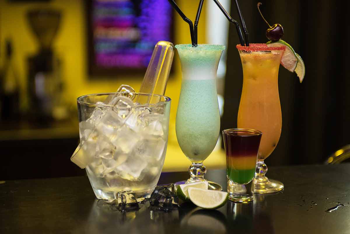 Cocktails On Bar Background