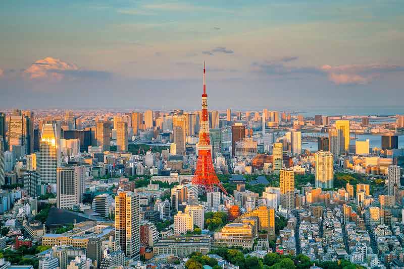 Tokyo Skyline With Tokyo Tower In Japan