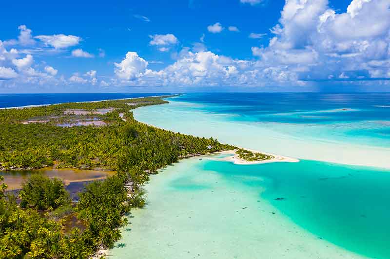 Drone Image Of Fakarava Atoll Island Motu