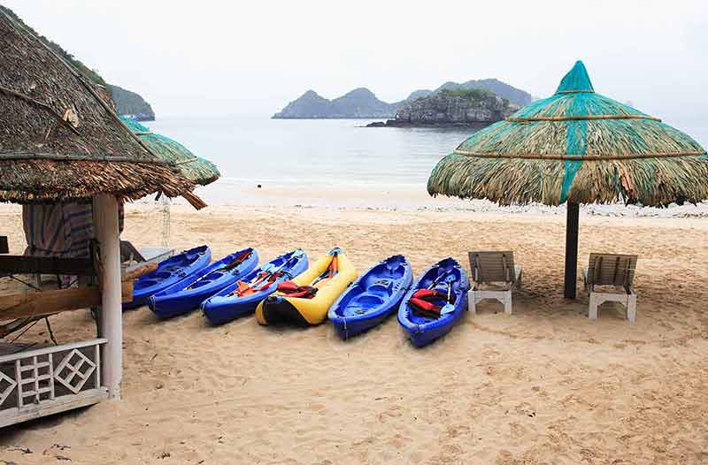 top beaches in vietnam have kayaks, umbrellas and other facilities